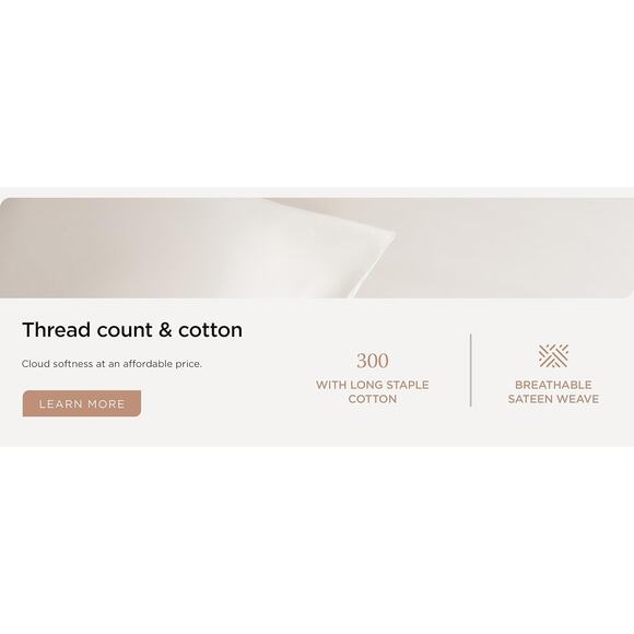 Threadmill 100% Cotton Twin Sheet Set 300TC Sateen Weave 3 Piece Soft - Picture 12 of 12